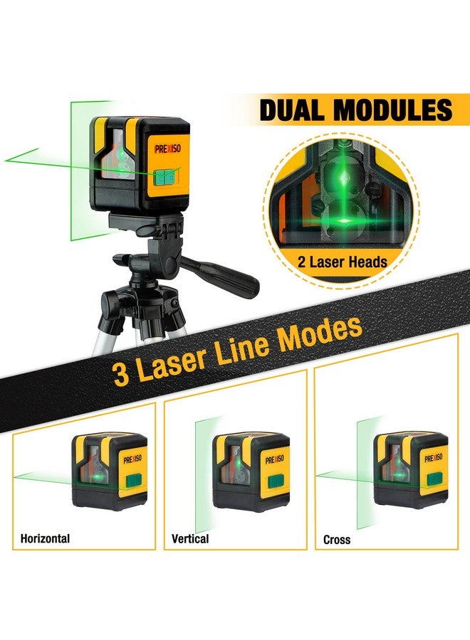 Prexiso PREXISO Laser Level with Tripod, 100Ft Dual Modules Self Leveling Cross Line Laser Level, Green Line leveler Tool for Floor Tile, Home Renovation, Construction with 26in Tripod, 2 AA Batteries  - Image 3
