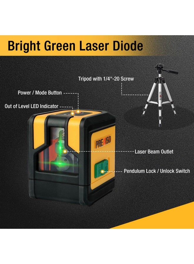 Prexiso PREXISO Laser Level with Tripod, 100Ft Dual Modules Self Leveling Cross Line Laser Level, Green Line leveler Tool for Floor Tile, Home Renovation, Construction with 26in Tripod, 2 AA Batteries  - Image 4