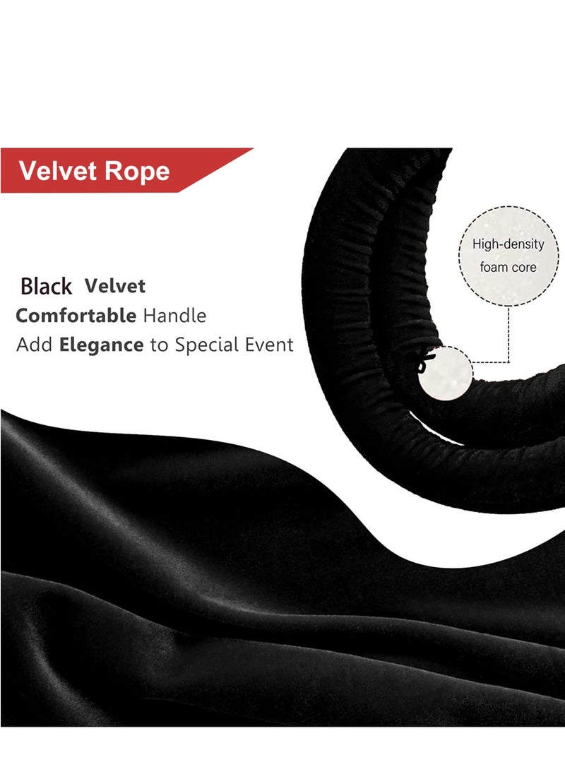 SYOSI - 2 Pack Velvet Stanchion Rope, 5 Feet Stanchion Queue Barrier Rope with Gold HooksVelvet Rope Crowd Control Rope Barrier (Black) - Image 1