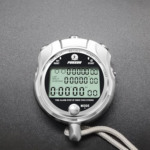 Rolilink Stopwatch with Backlight, Metal Stop Watch 400 Lap Memory with 0.01second Timing Timer, Countdown Timer Stopwatch for Sports, Competitions, Games - Image 4