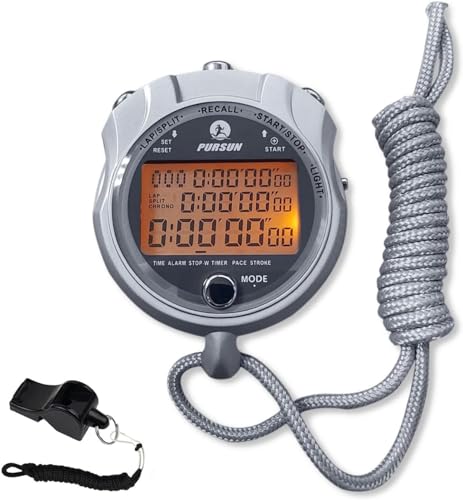 Rolilink Stopwatch with Backlight, Metal Stop Watch 400 Lap Memory with 0.01second Timing Timer, Countdown Timer Stopwatch for Sports, Competitions, Games - Image 1