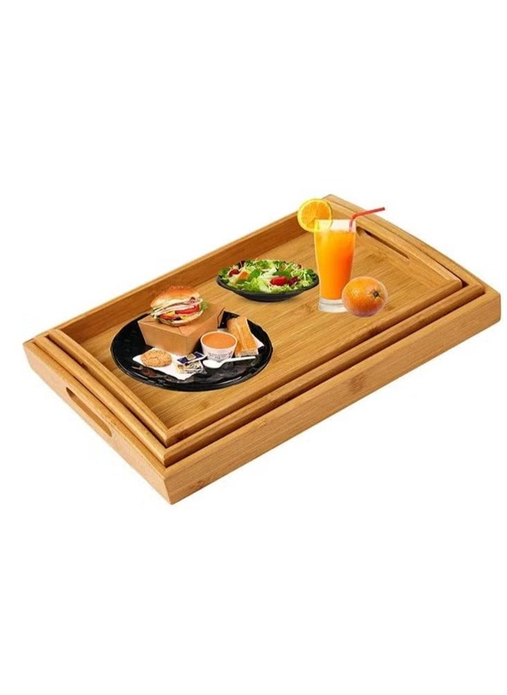 Generic Bamboo Serving Trays Set with Handles 3 Pieces with Different Sizes  - Image 4