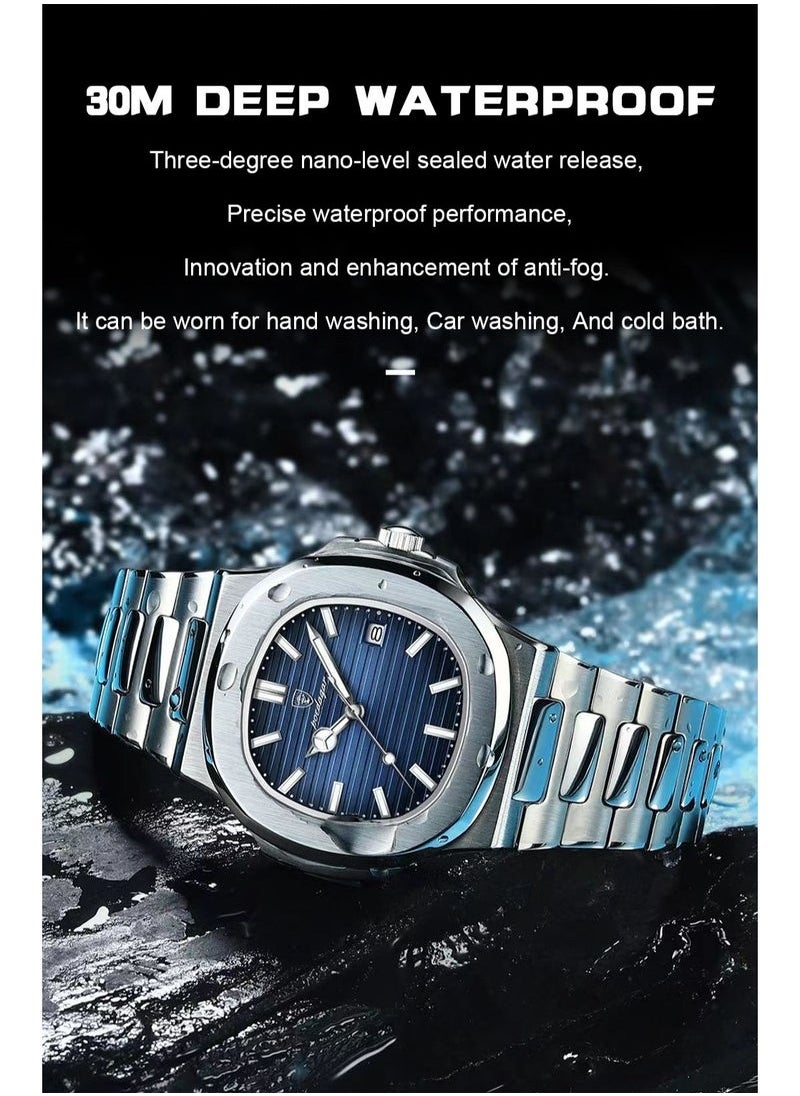 POEDAGAR Men Quartz Movement Watch，Waterproof Luminous Men's Watch, Stainless Steel Strap Business Watches  - Image 3