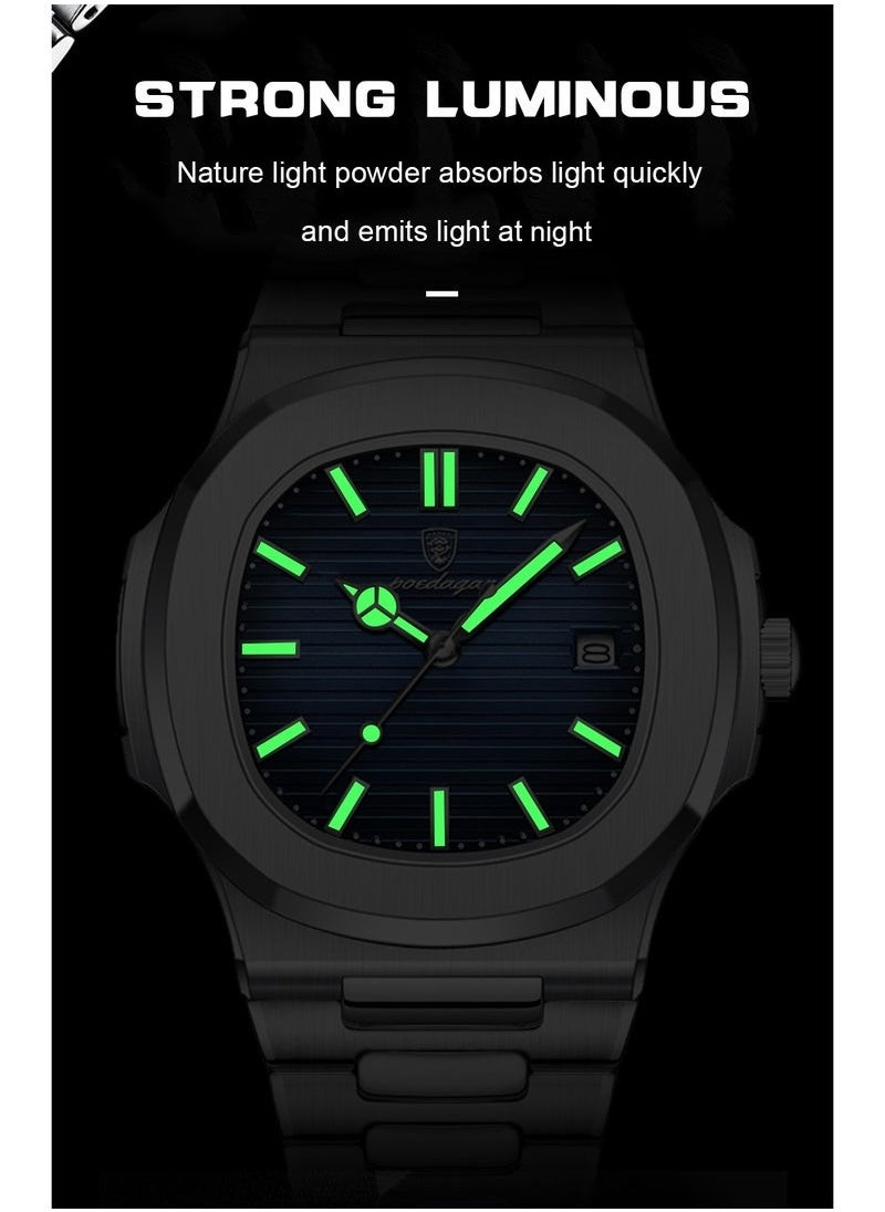 POEDAGAR Men Quartz Movement Watch，Waterproof Luminous Men's Watch, Stainless Steel Strap Business Watches  - Image 4
