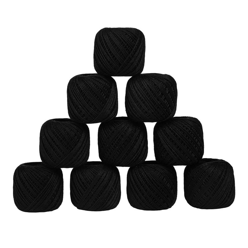 CORIOX Crochet Thread Set Of 10 Ball Crochet Cotton Thread Yarn For Knitting And Craft Making. Size 20 Gram 55 To 60 Mtr Approx (Black), 230 Gram - Image 1