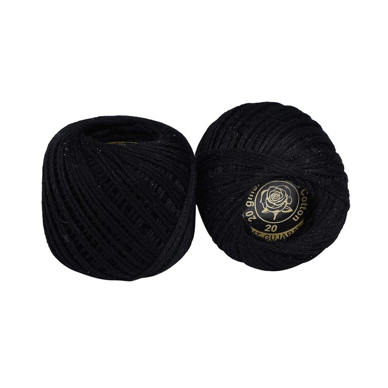 CORIOX Crochet Thread Set Of 10 Ball Crochet Cotton Thread Yarn For Knitting And Craft Making. Size 20 Gram 55 To 60 Mtr Approx (Black), 230 Gram - Image 3
