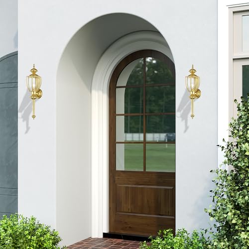Livex Lighting 2112-02 Outdoor Wall Lantern with Clear Beveled Glass Shades, Polished Brass - Image 2