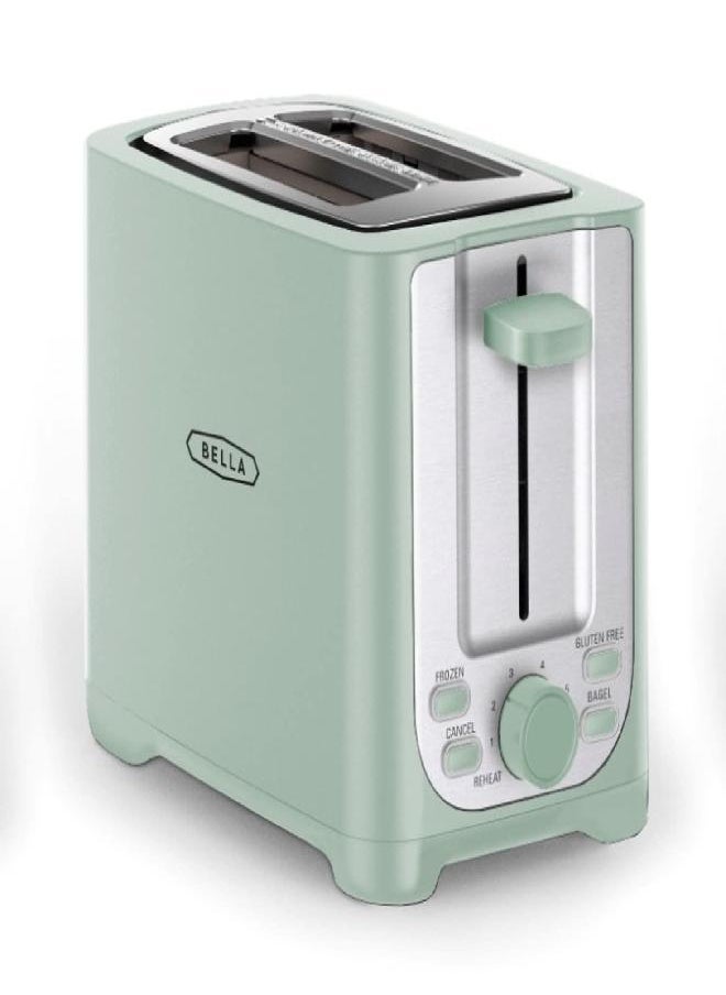 Bella - BELLA 2 Slice Toaster with Auto Shut Off - Extra Wide Slots & Removable Crumb Tray and Cancel, Defrost & Reheat Function - Toast Bread, Bagel & Waffle, Sage - Image 1