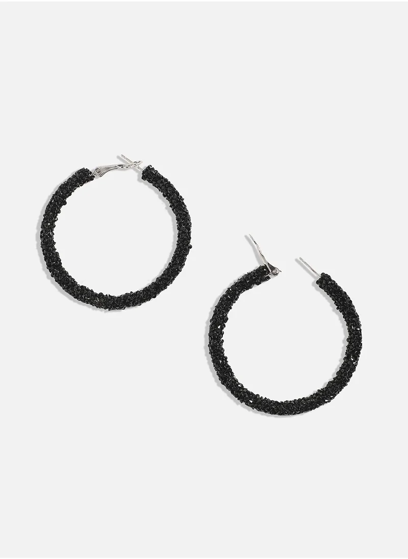SOHI Embellished Cluster Hoop Earrings