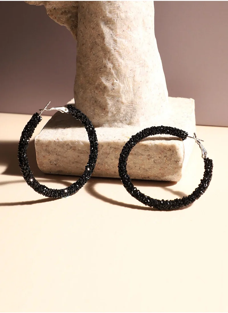 SOHI Embellished Cluster Hoop Earrings