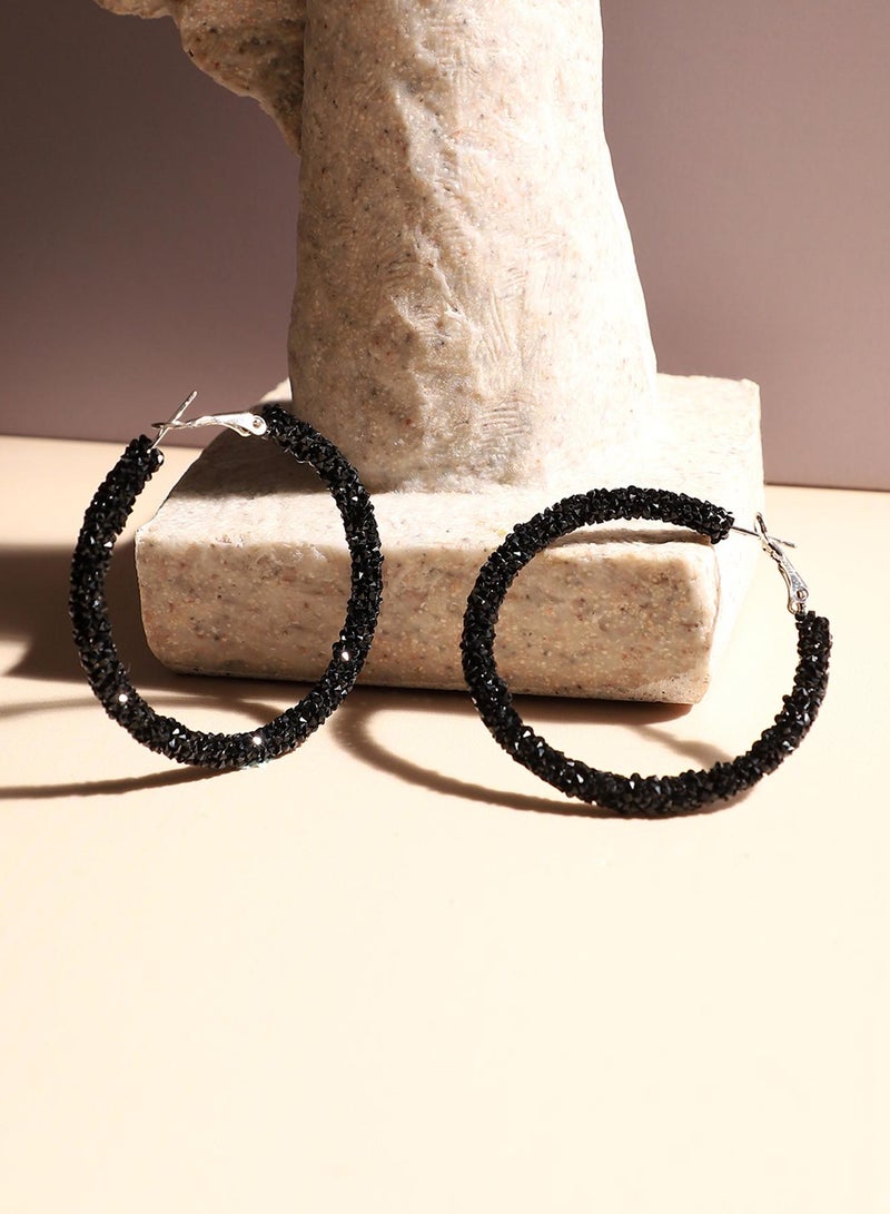 SOHI Embellished Cluster Artificial Hoop Earring Jewellery  - Image 5