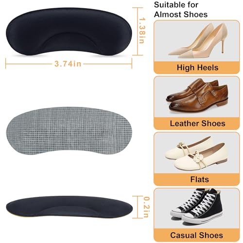 Comfowner 6 Pairs Heel Cushion Pads for Too Big Shoes - Protectors to Prevent Heel Pain, Blisters and Rubbing, Anti Slip Fillers Make Shoes Fit Tighter - Image 2