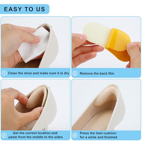 Comfowner 6 Pairs Heel Cushion Pads for Too Big Shoes - Protectors to Prevent Heel Pain, Blisters and Rubbing, Anti Slip Fillers Make Shoes Fit Tighter - Image 4