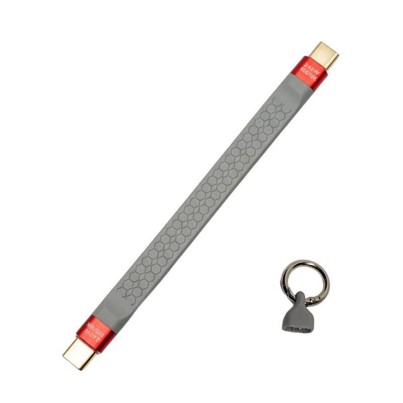 GMCELL Short Thunderbolt 5 USB-C Cable: 5-inch USBC 80Gbps Data Transfer - 240W PD Fast Charging (Gray) - Image 1