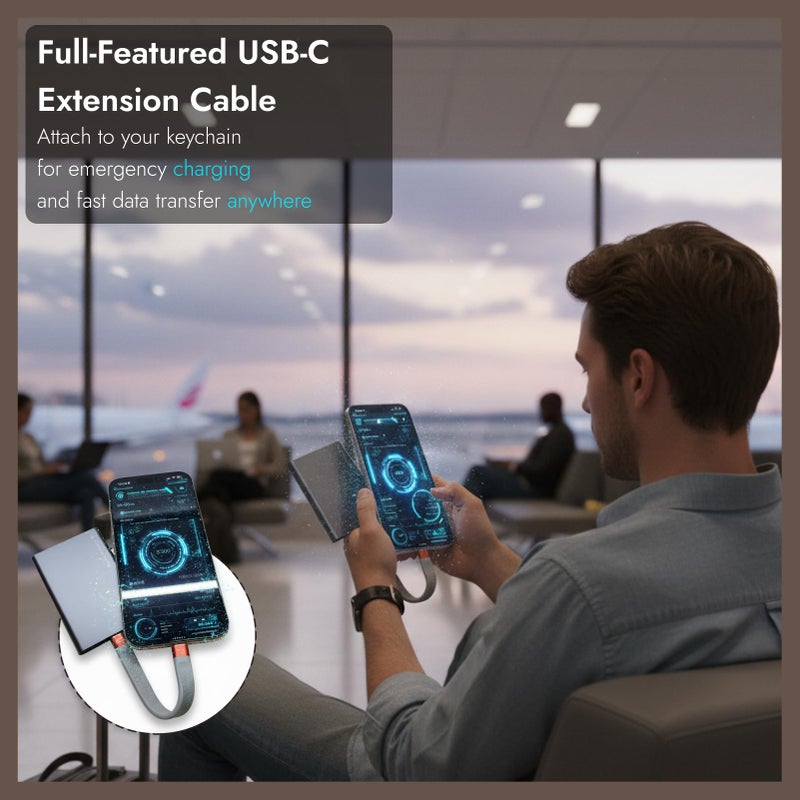 GMCELL Short Thunderbolt 5 USB-C Cable: 5-inch USBC 80Gbps Data Transfer - 240W PD Fast Charging (Gray) - Image 4