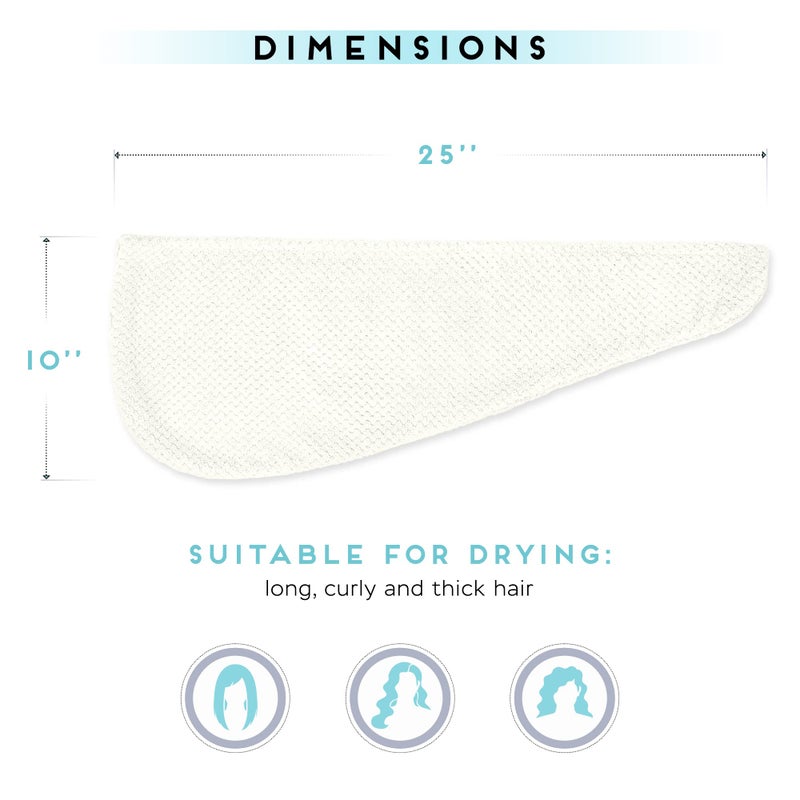 Simplefield 2 Pack Microfiber Hair Towel Wrap For Women  Anti Frizz Quick Drying Hair Turban For All Hair Style  Absorbent And Lightweight (Ivory) - Image 4