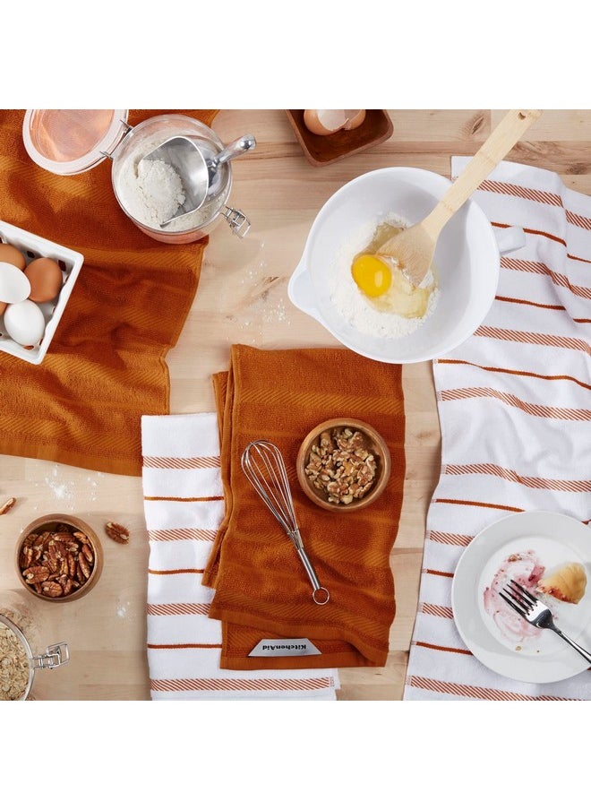 KitchenAid KitchenAid Albany Kitchen Towel 4-Pack Set, Honey Orange/White, 16"x26"  - Image 2