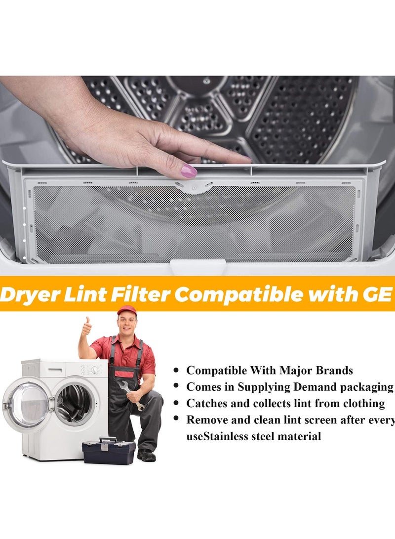 WE03X23881 Dryer Lint Filter with Cleaner Brush Stainless Steel Screen Compatible with GE Hotpoint Dryer AP6031713 PS11763056 EAP11763056 gtd33eask0ww gtx22eask0ww gtd65gbsj3ws gtd42easj2ww - Image 5