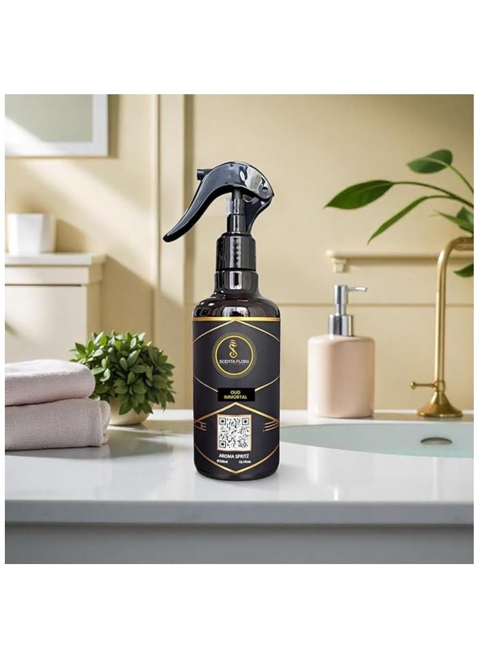 Scenta Flora Oud Immortal Aroma Spritz 300ml | Ready-to-Use Long-Lasting Oil Based Air Freshener for Curtains, Carpets, Washrooms, Dressing Rooms, and Fabrics like Abayas  - Image 2