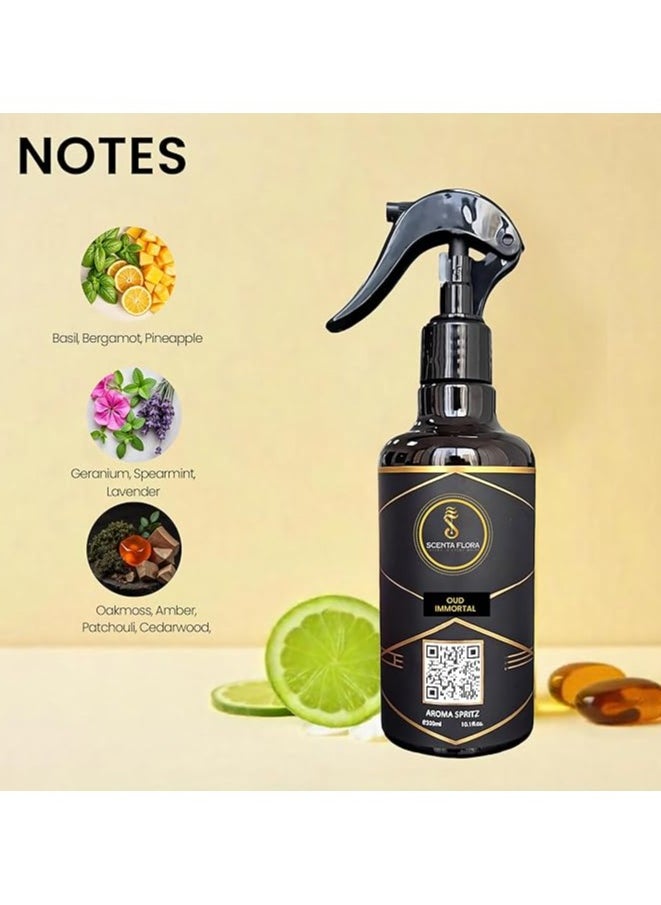 Scenta Flora Oud Immortal Aroma Spritz 300ml | Ready-to-Use Long-Lasting Oil Based Air Freshener for Curtains, Carpets, Washrooms, Dressing Rooms, and Fabrics like Abayas  - Image 5