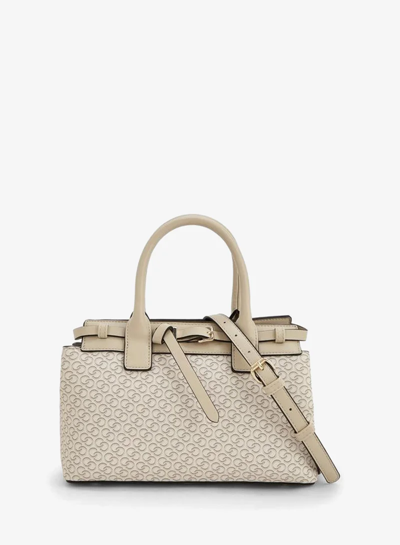 Monogram Print Tote Bag With Double Handle