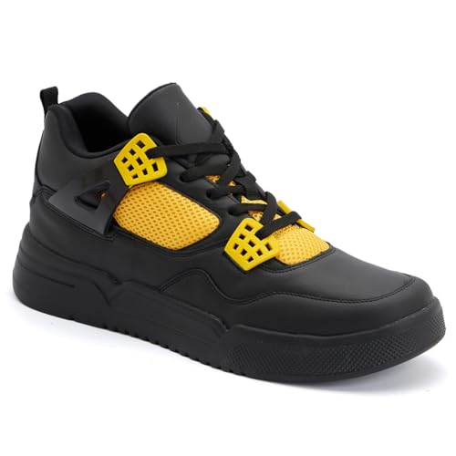 AVANT Men's Felix Sneaker Shoes- Soft Cushioned Insole, Slip-Resistant, Dynamic Feet Support, Arch Support & Shock Absorption, Trendy, Casual Footwear (AVMSH148CL01UK7_Black / Yellow) - Image 1