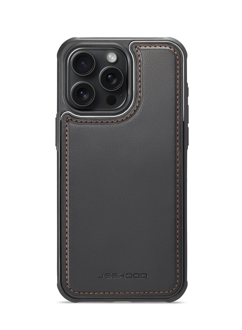 جيهود كيس مي جراب موبايل متوافق مع ايفون 16 برو فاخر من جلد البولي يوريثين غطاء خلفي مغناطيسي للشحن اللاسلكي متوافق مع ايفون 16 برو  (اسود) - Image 3