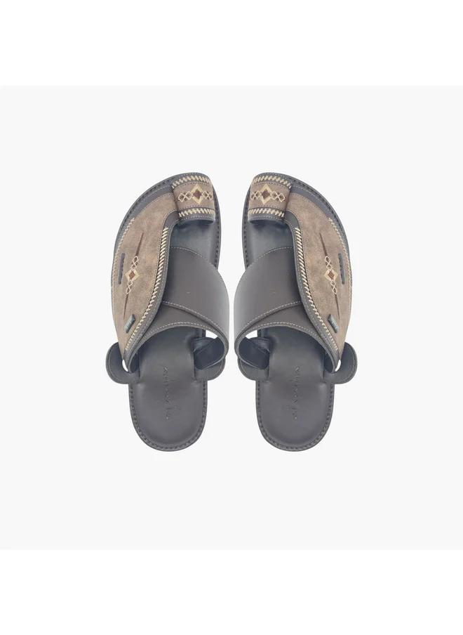 Al Waha Men's Embroidered Slip-On Arabic Sandals