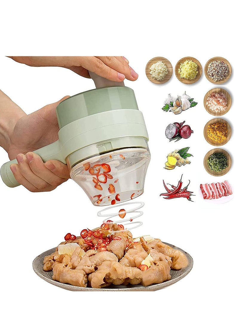 ELTRAZONE Portable Mini Wireless Food Processor with Brush, 4 in 1 Handheld Electric Vegetable Cutter Set,Gatling Vegetable Cutter Electric Garlic Chopper for Garlic Pepper Chili - Image 1