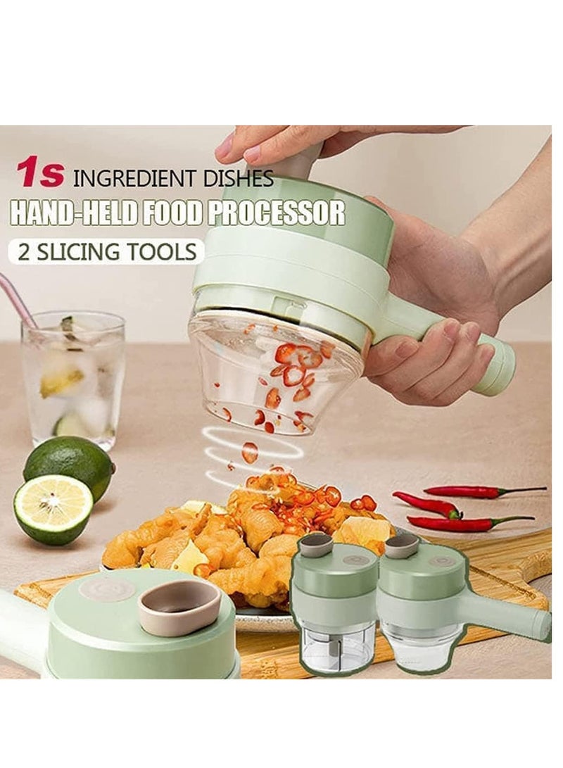 ELTRAZONE Portable Mini Wireless Food Processor with Brush, 4 in 1 Handheld Electric Vegetable Cutter Set,Gatling Vegetable Cutter Electric Garlic Chopper for Garlic Pepper Chili - Image 5