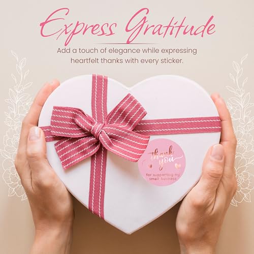 IBAKE 500 Pcs 1.5 Inch Pink and Rose Gold Thank You Stickers for Small Business, Small Business Packaging, Self-Adhesive & Waterproof Stickers with Beautiful Designs, Strong and Durable Envelope Seals - Image 4