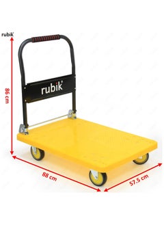 Platform Truck with 600kg Weight Capacity and 360 Degree Swivel Wheels, Foldable Push Hand Cart Flatbed Trolley for Pulling Moving Goods Cartons (Large, 58x88cm, Yellow/Black) - pzsku/Z88ABA77756B47D264B50Z/45/_/1706877239/c7603b0a-8110-4f8b-8581-50f4839df24b