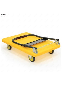 Platform Truck with 600kg Weight Capacity and 360 Degree Swivel Wheels, Foldable Push Hand Cart Flatbed Trolley for Pulling Moving Goods Cartons (Large, 58x88cm, Yellow/Black) - pzsku/Z88ABA77756B47D264B50Z/45/_/1706877249/098ce975-2a46-45e6-9319-d11052497ae1