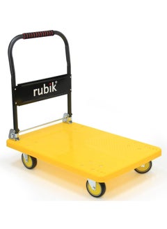 Platform Truck with 600kg Weight Capacity and 360 Degree Swivel Wheels, Foldable Push Hand Cart Flatbed Trolley for Pulling Moving Goods Cartons (Large, 58x88cm, Yellow/Black) - pzsku/Z88ABA77756B47D264B50Z/45/_/1706877269/f869e6d1-1140-462c-b269-8bc7b02f437c