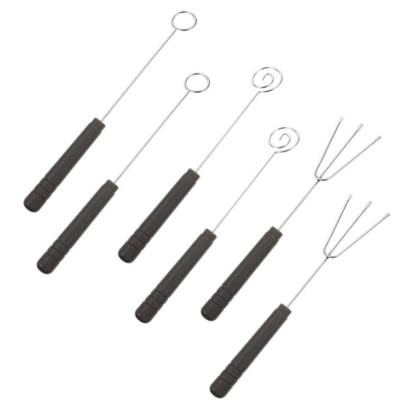 6pcs Stainless Steel Fondue Forks Set with Trident Spiral and Round Tips for Chocolate Cheese BBQ Baking Kitchen Tools - Image 2