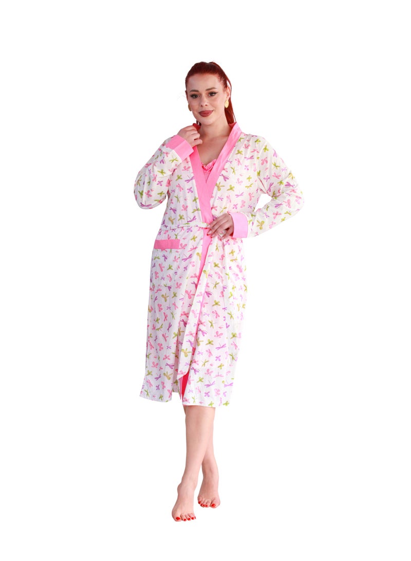 Dadoush Women's Summer Nightgown 2 Pieces Camisole Yogajacket Full Coverage, Polyester Cotton, Sling Dress - Women's 2 Pieces Nightgown - Image 2