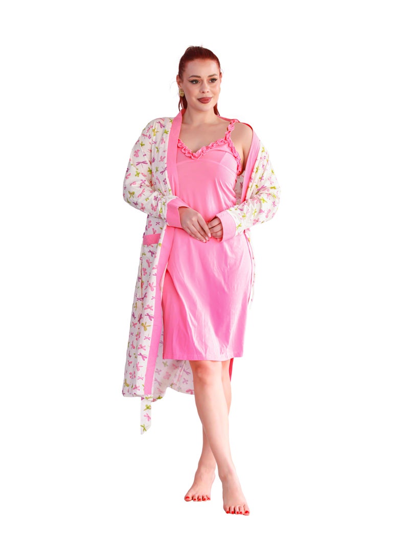 Dadoush Women's Summer Nightgown 2 Pieces Camisole Yogajacket Full Coverage, Polyester Cotton, Sling Dress - Women's 2 Pieces Nightgown - Image 1