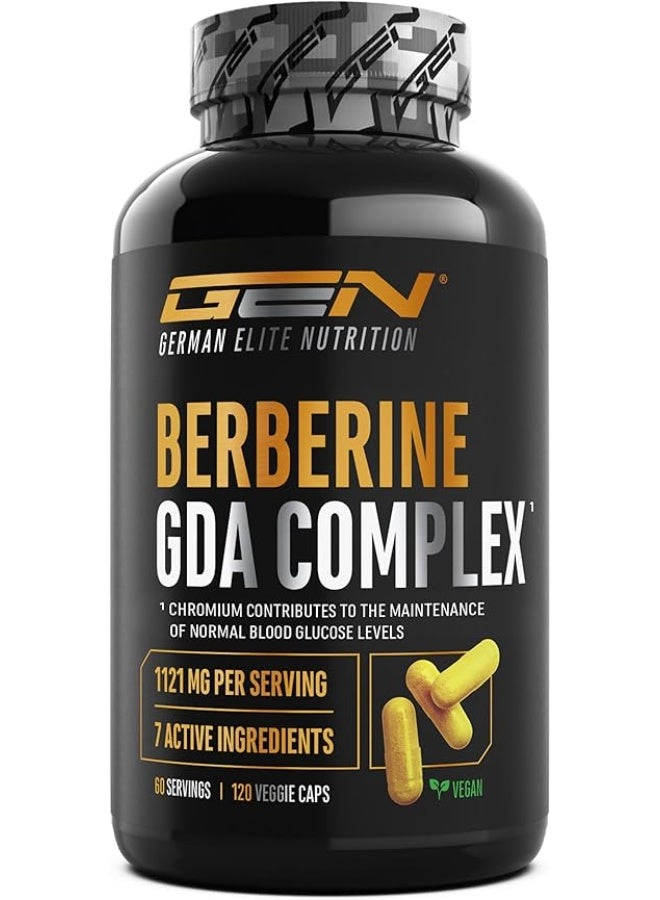 German Elite Nutrition Berberine HCL Complex 1120 mg per Daily Serving - GDA Formula with 7 Active Ingredients ,Lowering blood sugar levels ,supporting weight management ,120 Capsules - Image 1