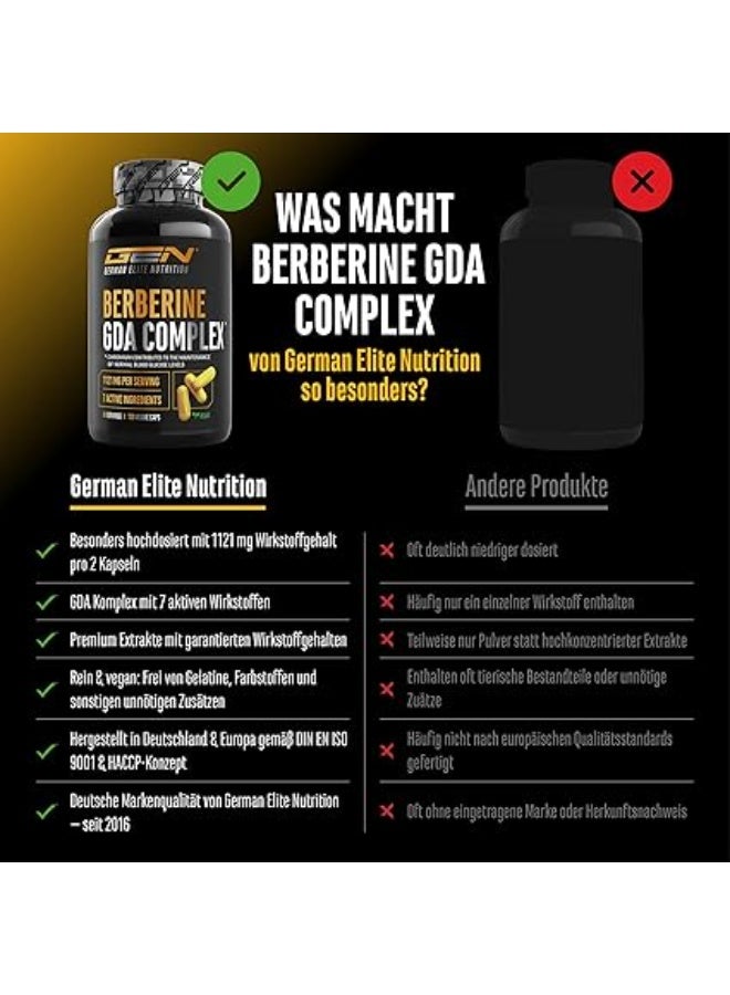 German Elite Nutrition Berberine HCL Complex 1120 mg per Daily Serving - GDA Formula with 7 Active Ingredients ,Lowering blood sugar levels ,supporting weight management ,120 Capsules - Image 3