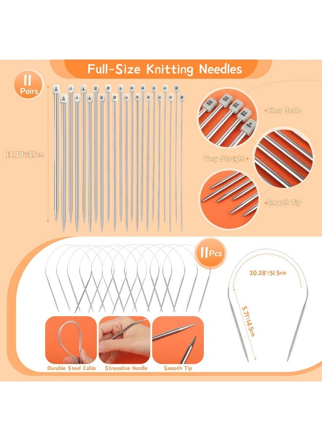 Coopay - Knitting Kit For Beginners W/20 Colors Yarn, Knitting Set Include 11 Pairs Knitting Needles Set & 11 Circular Knitting Needles With Cat Tote Bag Knitting Book, Knitting Kit For Beginners Adults - Image 1