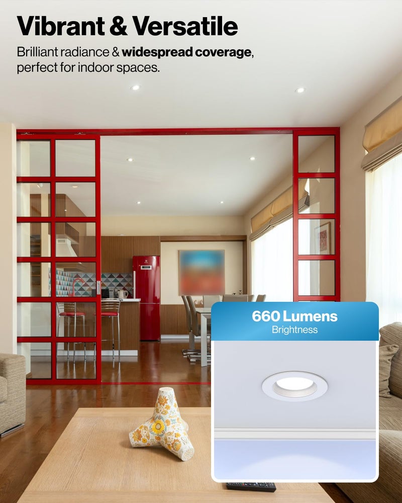 Sunco Lighting Sunco 10 Pack Retrofit LED Recessed Lighting 4 Inch, 3000K Warm White, Dimmable Can Lights, Baffle Trim, 11W=60W, 660 LM, Damp Rated - ETL. - Image 2