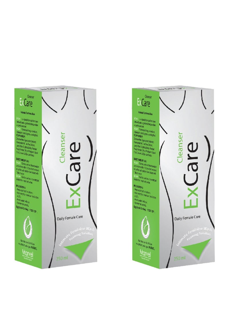 MARVEL Excare Cleanser Intimate Feminine Wash Foaming Solution, Mint Scent, 250ml, 2 Packs, Sale 10%  - Image 1