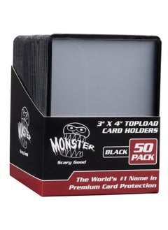Monster Protectors Monster Top Loaders For Collectible Trading Cards - 50 Count 3"X4" Clear Hard Plastic Protector (Black Border) - Easily Sort Your Tcg Cards By Color- Compatible W Mtg, Magic Gathering, Yugioh, Sports  - Image 2