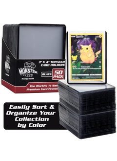 Monster Protectors Monster Top Loaders For Collectible Trading Cards - 50 Count 3"X4" Clear Hard Plastic Protector (Black Border) - Easily Sort Your Tcg Cards By Color- Compatible W Mtg, Magic Gathering, Yugioh, Sports  - Image 1