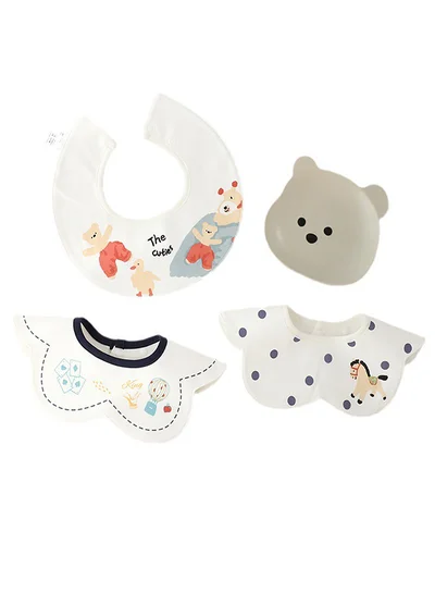 LITTLE SURPRISE BOX Little Surprise Box, 3PCS Set , Ted Duck print premium adjustable button closure & wide shoulder size bibs