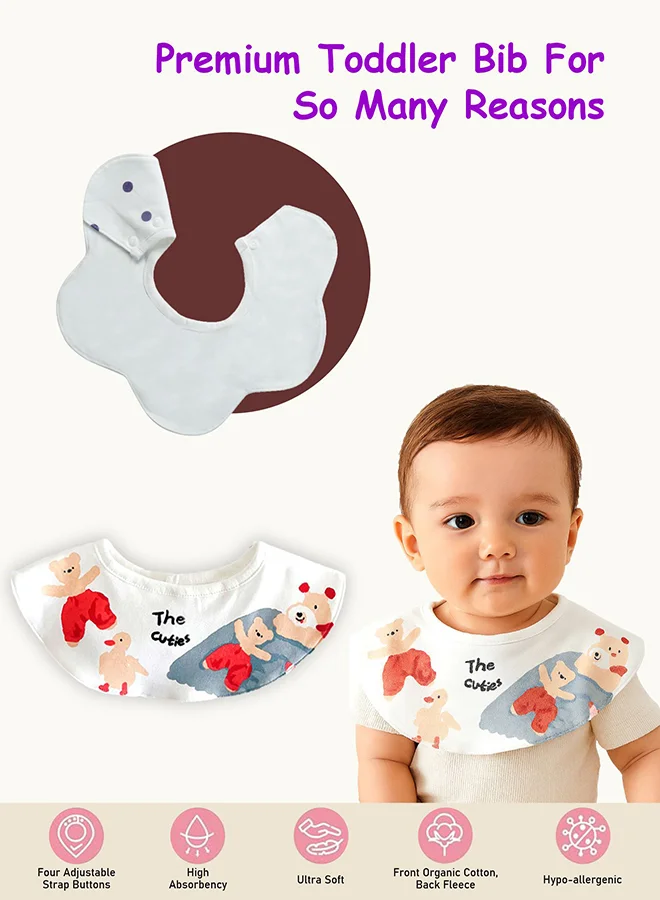 LITTLE SURPRISE BOX Little Surprise Box, 3PCS Set , Ted Duck print premium adjustable button closure & wide shoulder size bibs