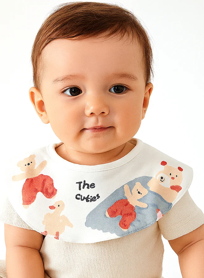LITTLE SURPRISE BOX Little Surprise Box, 3PCS Set , Ted Duck print premium adjustable button closure & wide shoulder size bibs