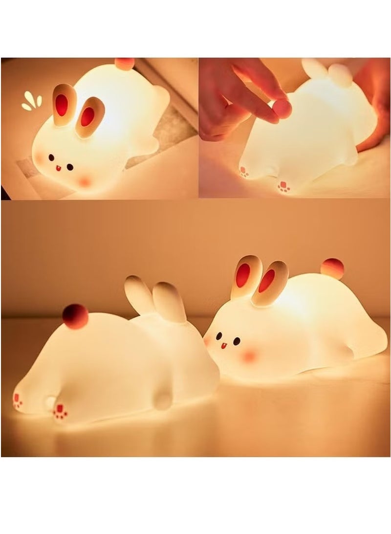 Night Light for Children – Cute Bunny LED Lamp, Dimmable Silicone Night Lamp for Baby & Nursery, Rechargeable Touch Bedside Lamp, Soft Glow Rabbit Night Light for Kids Room Decor, Ideal Gift for Girls - Image 2