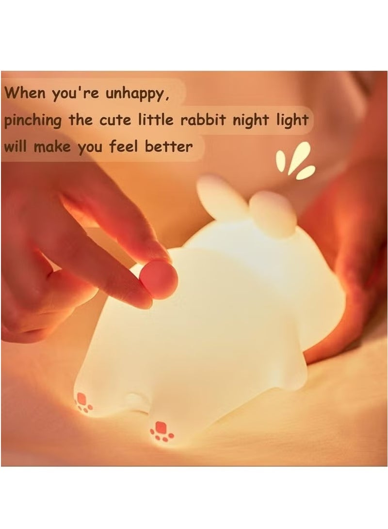 Night Light for Children – Cute Bunny LED Lamp, Dimmable Silicone Night Lamp for Baby & Nursery, Rechargeable Touch Bedside Lamp, Soft Glow Rabbit Night Light for Kids Room Decor, Ideal Gift for Girls - Image 3
