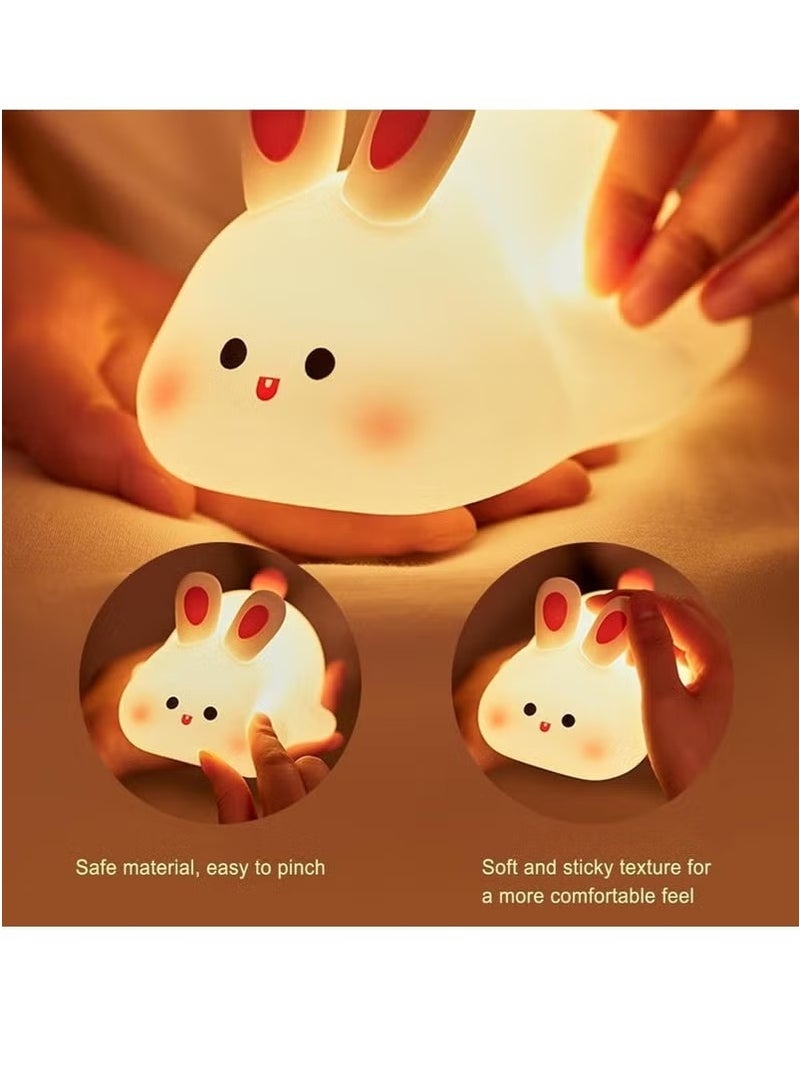 Night Light for Children – Cute Bunny LED Lamp, Dimmable Silicone Night Lamp for Baby & Nursery, Rechargeable Touch Bedside Lamp, Soft Glow Rabbit Night Light for Kids Room Decor, Ideal Gift for Girls - Image 4